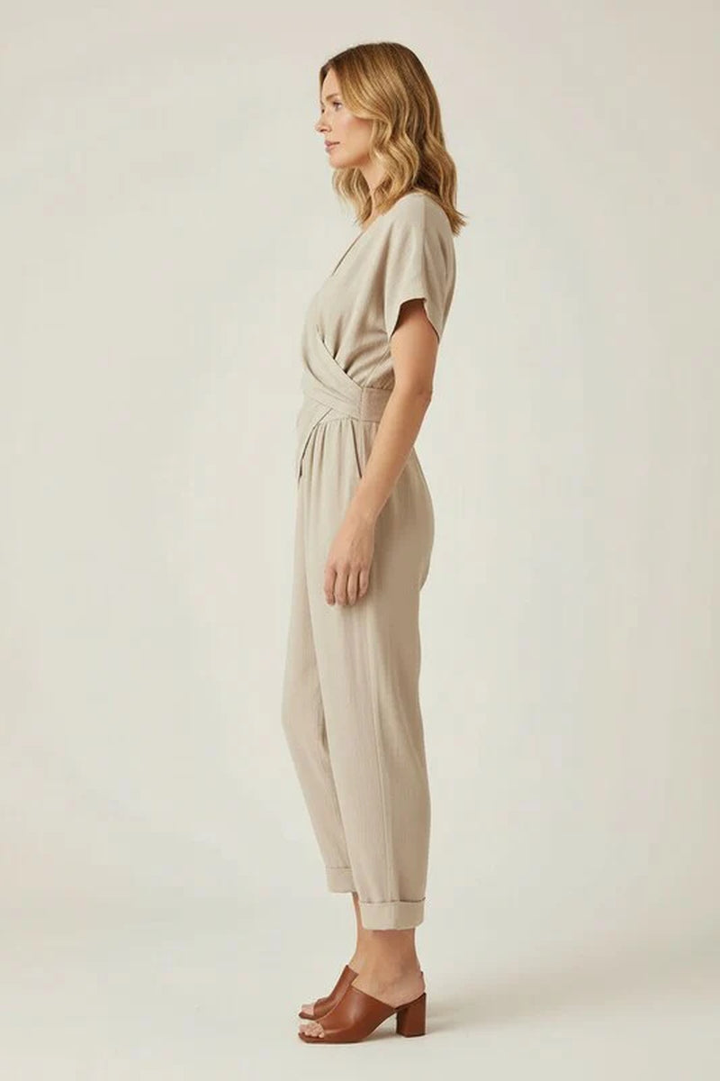 Wrap Front Two Piece Set with Tailored Trousers