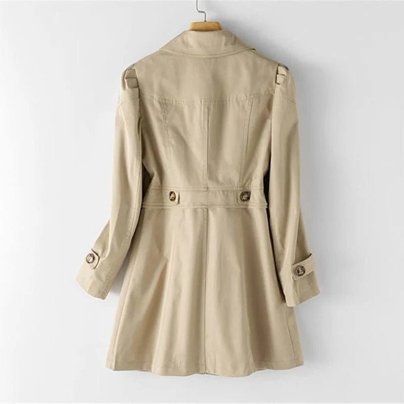 Women’S Long Trench Coat with Single Button Row