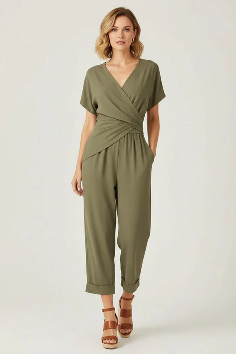 Wrap Front Two Piece Set with Tailored Trousers
