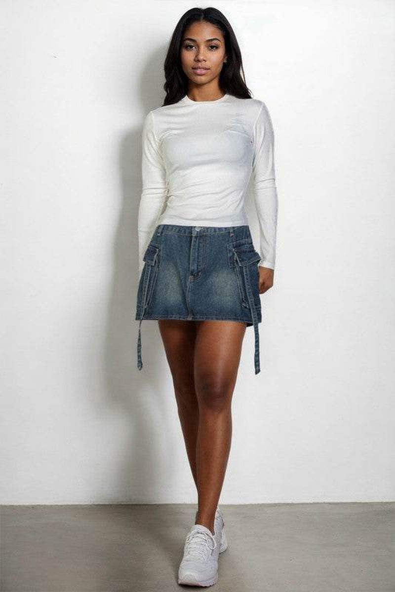 Ribbed round Neck Long Sleeve Top